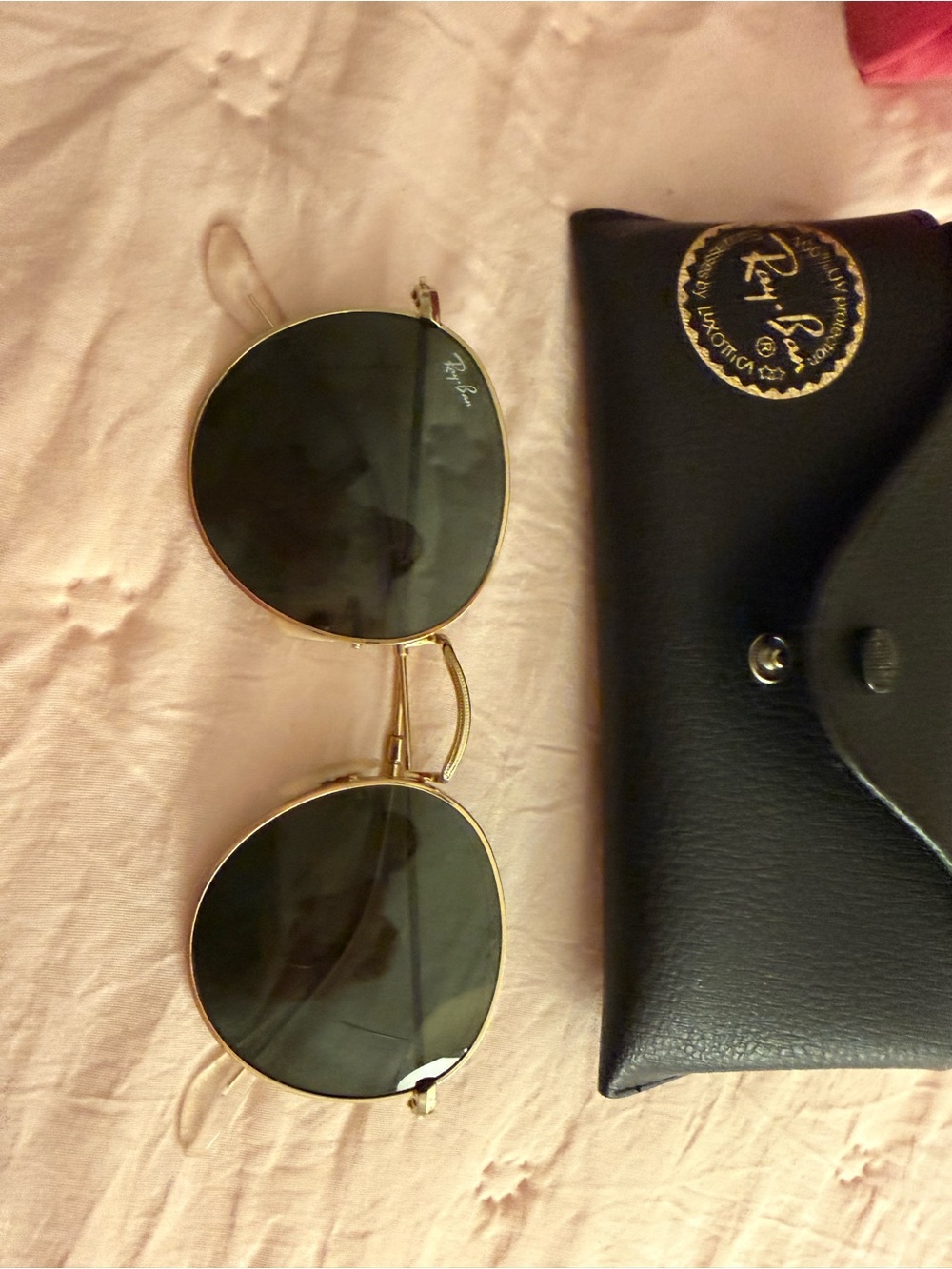 Ray-Ban Gold Frame Sunglasses with Black Lenses